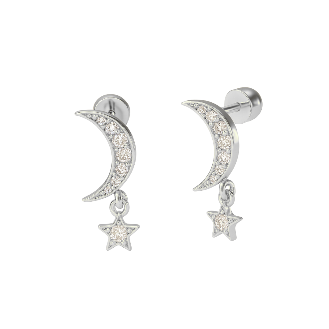 Crescent Star Stud-Studs-Silver-Anushka Jain Jewellery