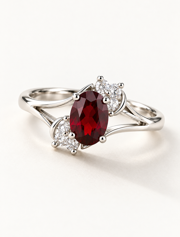 Crimson Blossom Garnet Ring