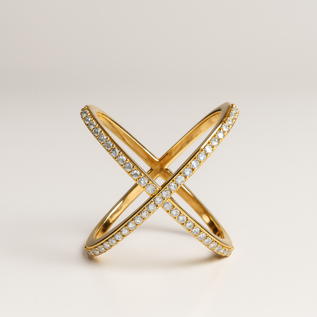 Criss Cross Diamond Ring-Rings-Anushka Jain Jewellery