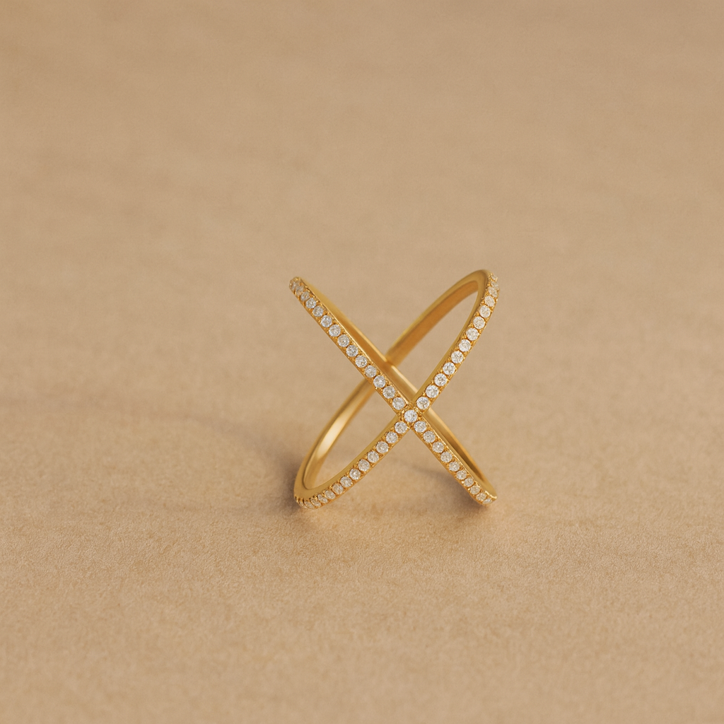 Criss Cross Diamond Ring-Rings-Anushka Jain Jewellery