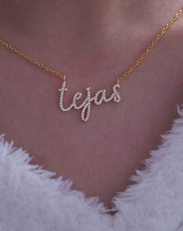 Cursive Diamond Necklace-Necklaces-Anushka Jain Jewellery