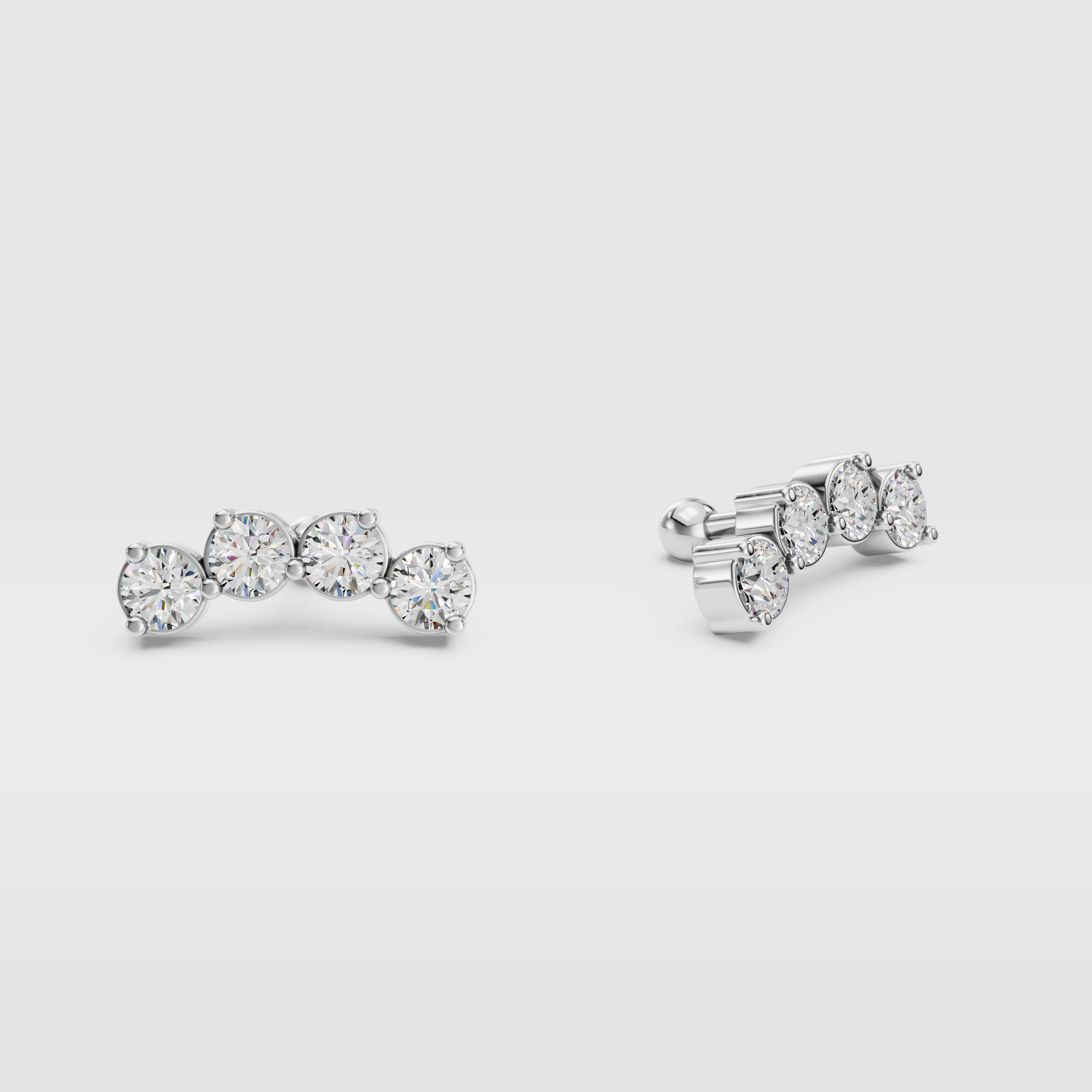 Curved Diamond Studs-Studs-Silver-Anushka Jain Jewellery