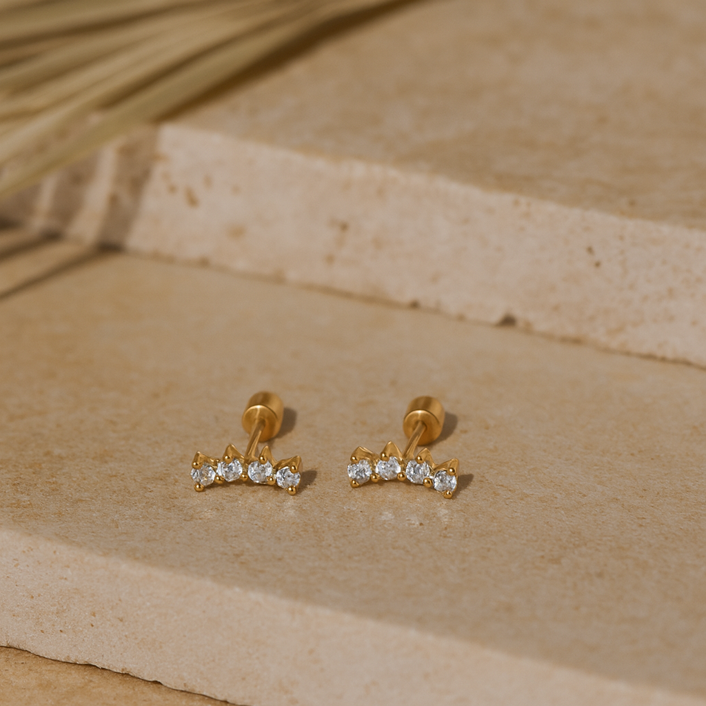 Curved Diamond Studs-Studs-Gold Vermeil-Anushka Jain Jewellery