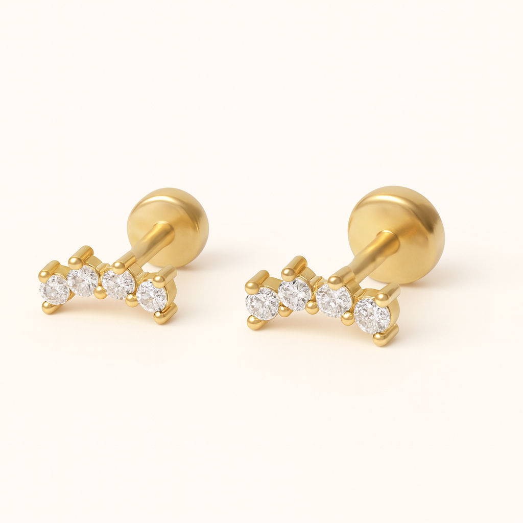 Curved Diamond Studs-Studs-Anushka Jain Jewellery