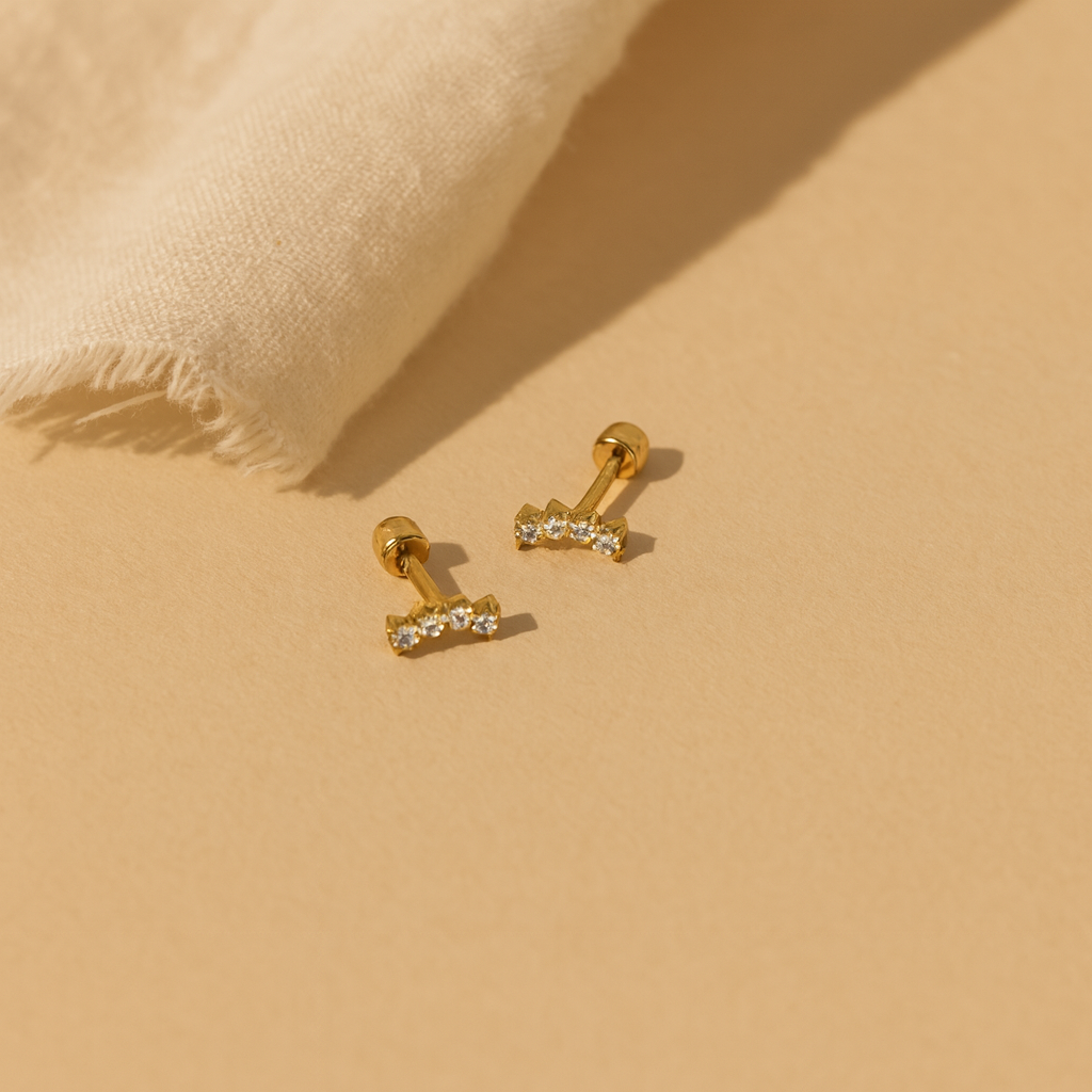 Curved Diamond Studs-Studs-Anushka Jain Jewellery