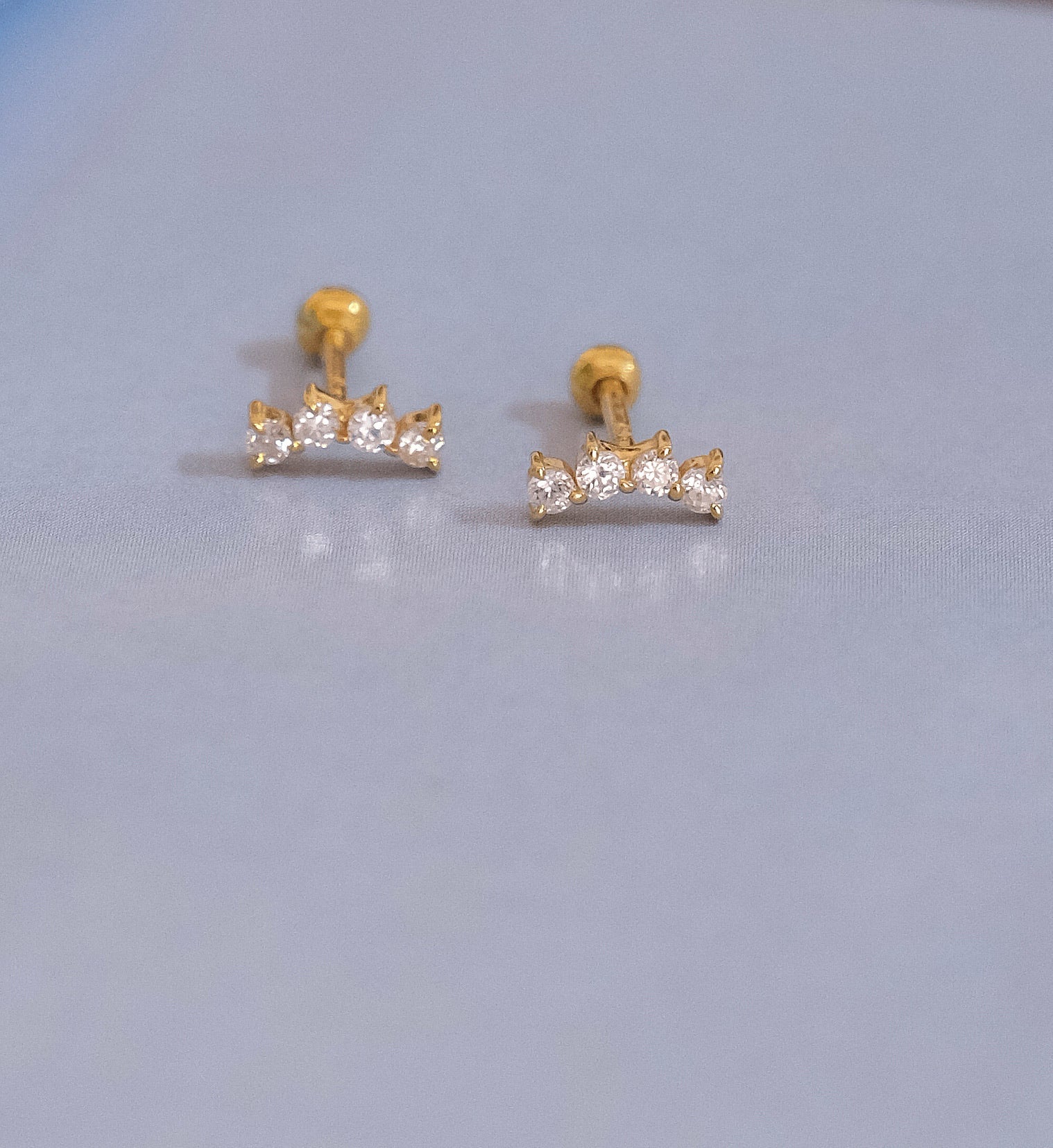 Curved Diamond Studs-Studs-Anushka Jain Jewellery