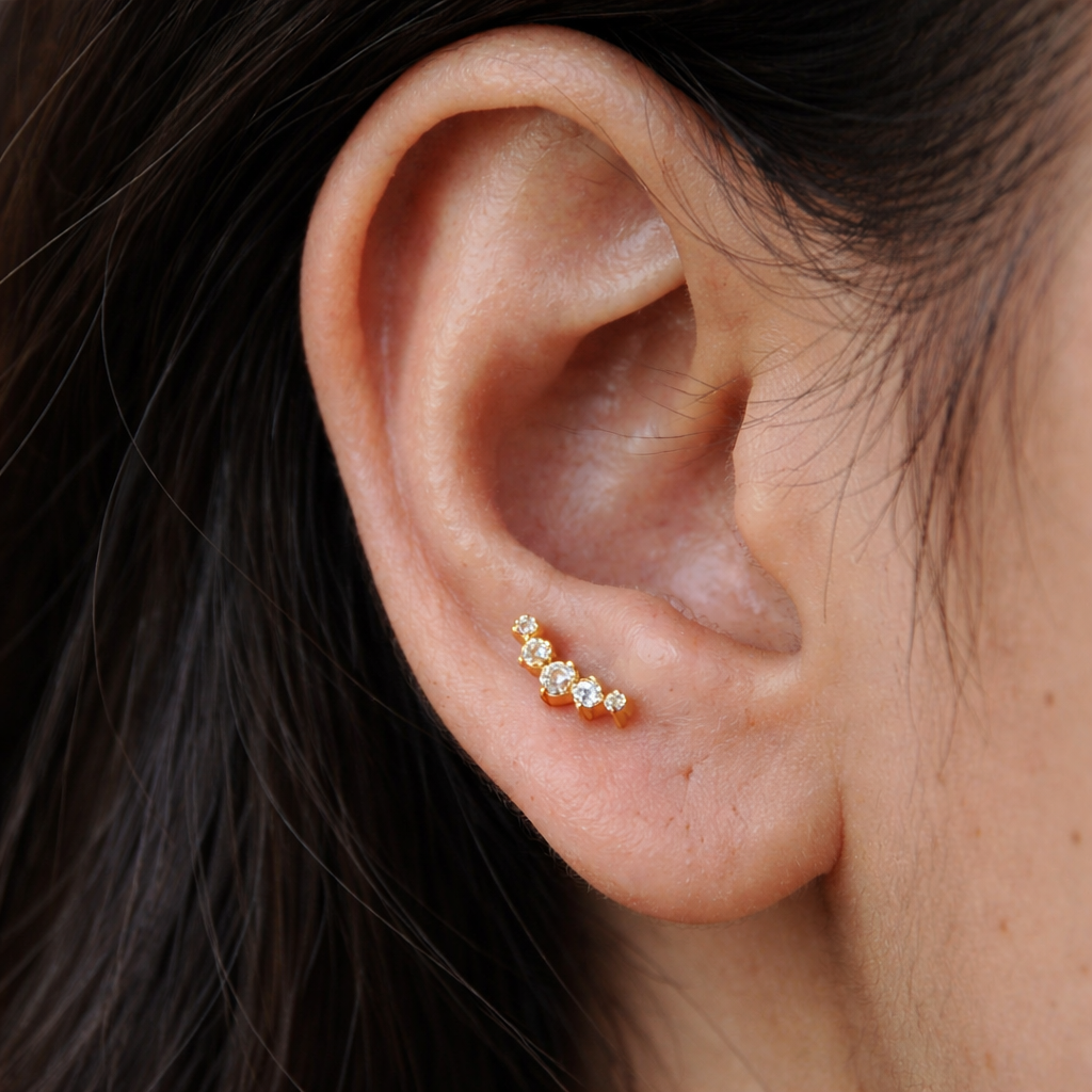Curved Lined Diamond Stud-Anushka Jain Jewellery