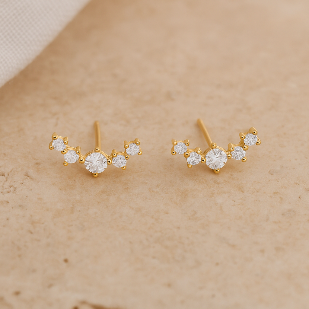 Curved Lined Diamond Stud-Anushka Jain Jewellery