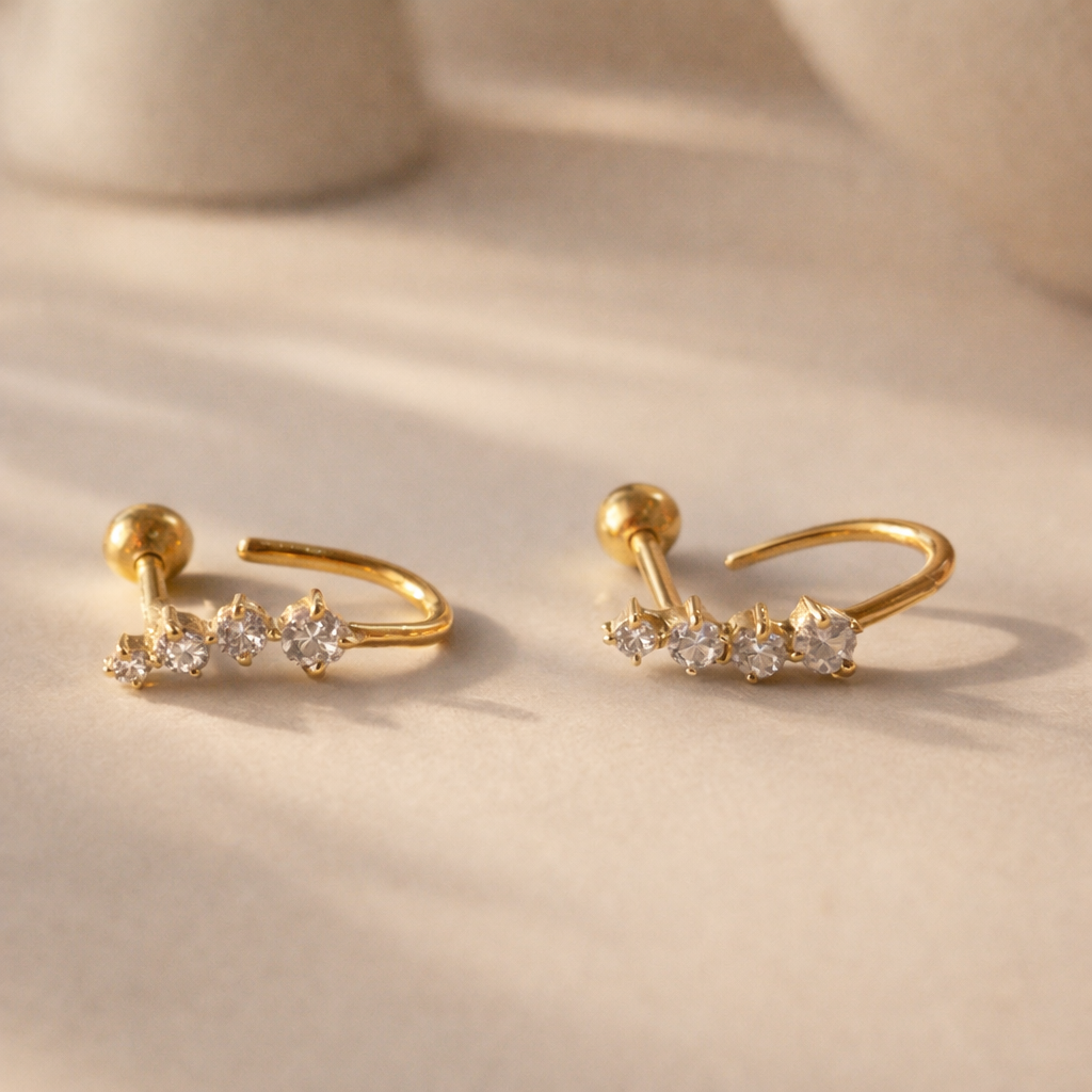 Curved Sparkle Studs-Anushka Jain Jewellery