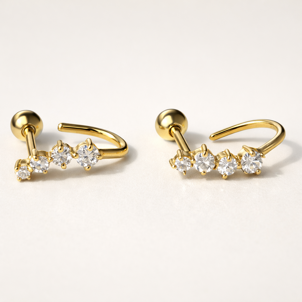 Curved Sparkle Studs-Anushka Jain Jewellery