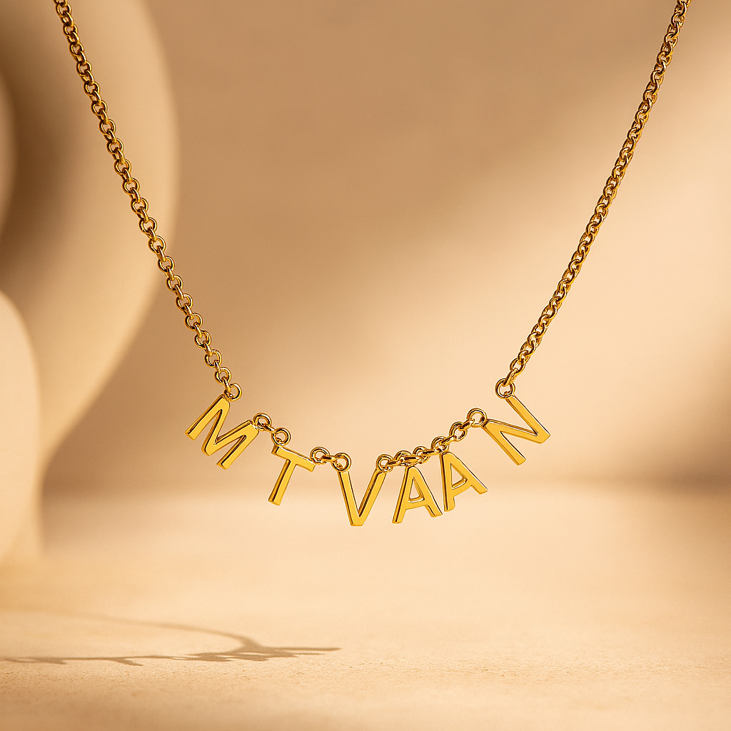 Customised Name Necklace-Necklaces-Gold Vermeil-Anushka Jain Jewellery