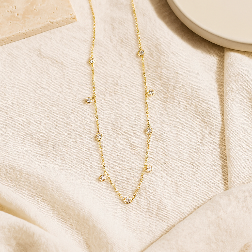 Delicate Diamond Necklace-Pendants-Anushka Jain Jewellery