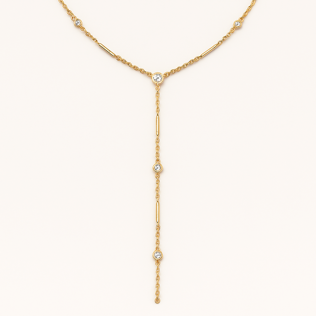 Diamond Chain Lariat Necklace-Lariats-Anushka Jain Jewellery