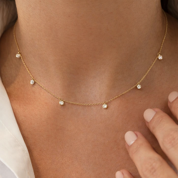 Diamond Droplet Necklace-Necklaces-Anushka Jain Jewellery