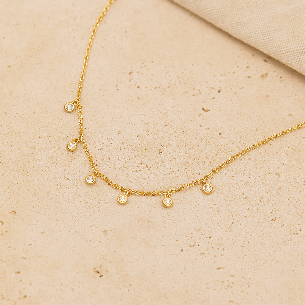 Diamond Droplet Necklace-Necklaces-Anushka Jain Jewellery