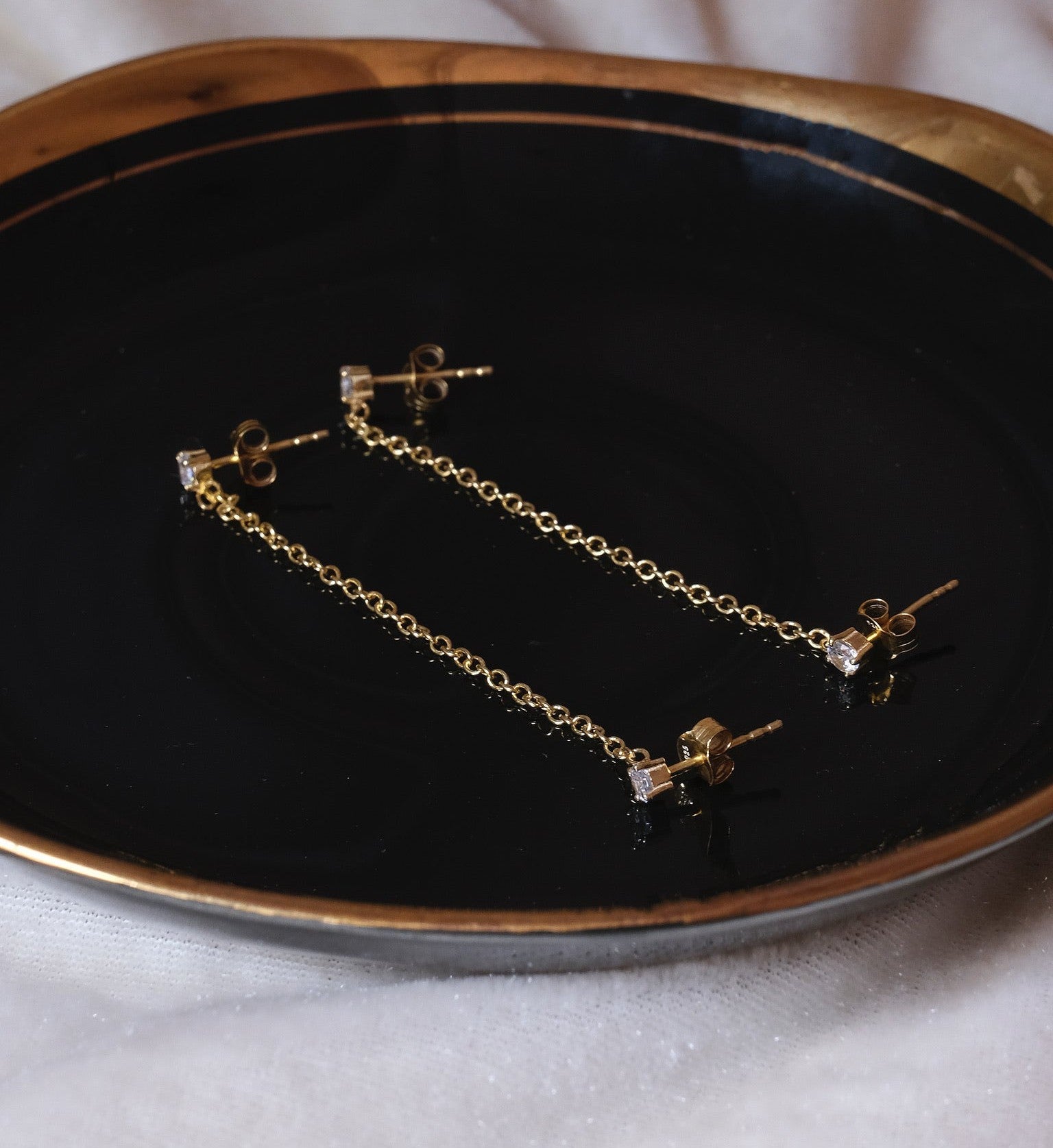 Diamond Ear Chain Studs-Chains and Threaders-Anushka Jain Jewellery