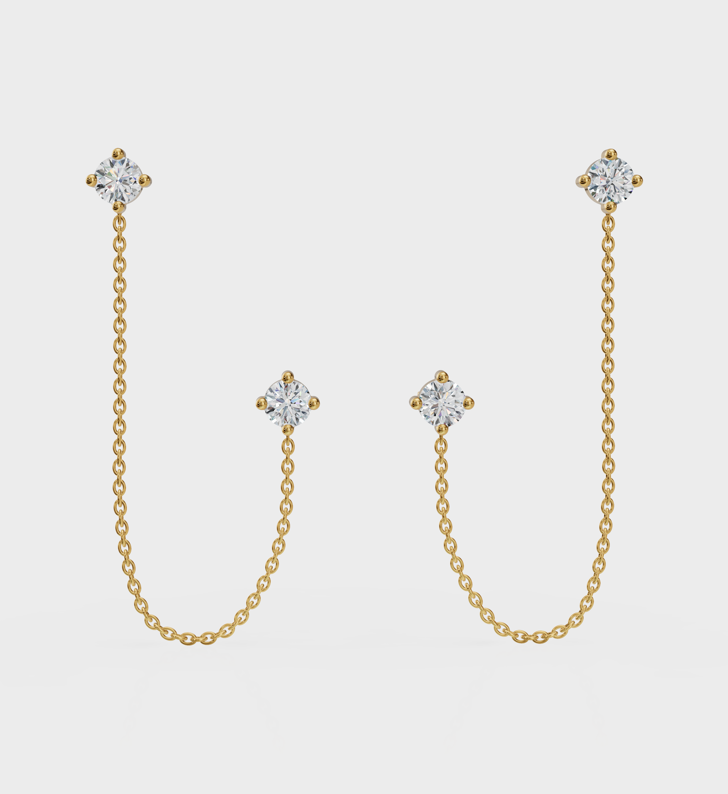 Diamond Ear Chain Studs-Chains and Threaders-Anushka Jain Jewellery