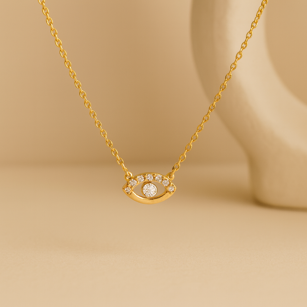 Diamond Evil Eye Protect Necklace-Anushka Jain Jewellery