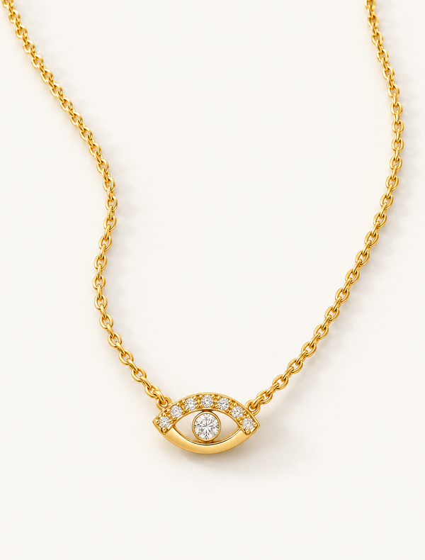 Diamond Evil Eye Protect Necklace