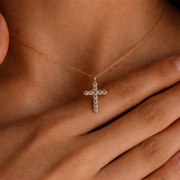 Diamond Holy Cross Necklace-Anushka Jain Jewellery