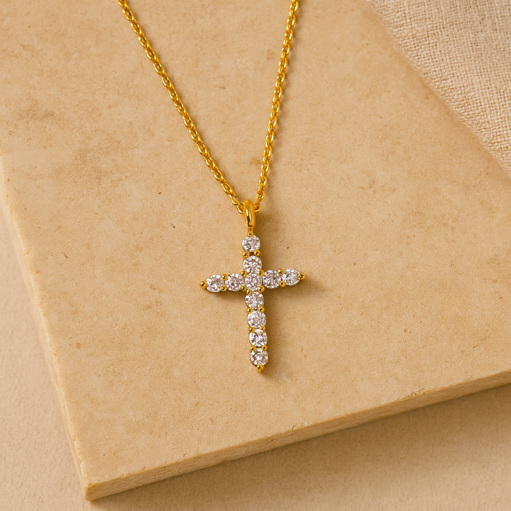 Diamond Holy Cross Necklace-Anushka Jain Jewellery