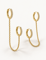 Diamond Hoop Chained Earrings