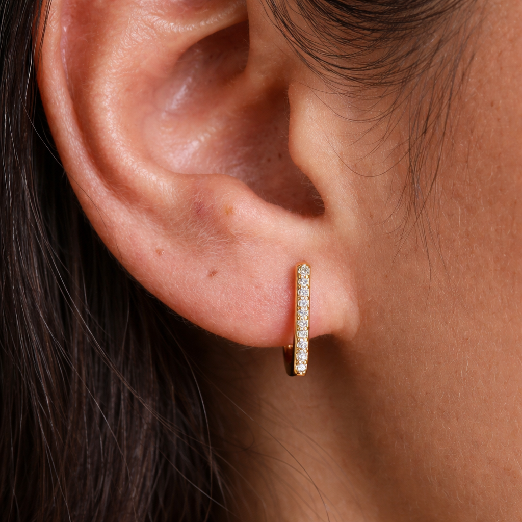 Diamond Long Bar Hoops-Hoops-Anushka Jain Jewellery