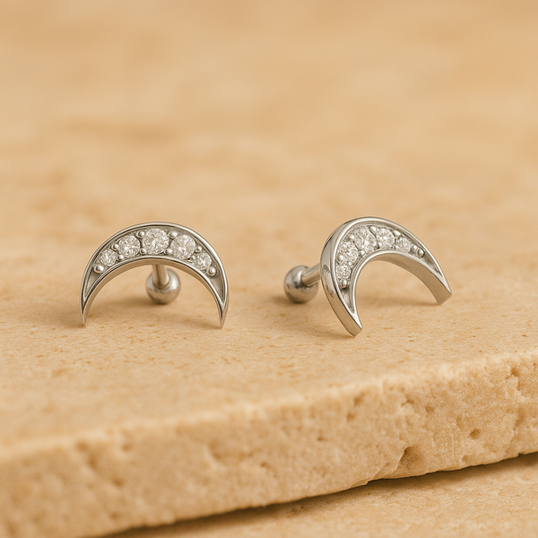 Diamond Lunar Studs-Studs-Silver-Anushka Jain Jewellery