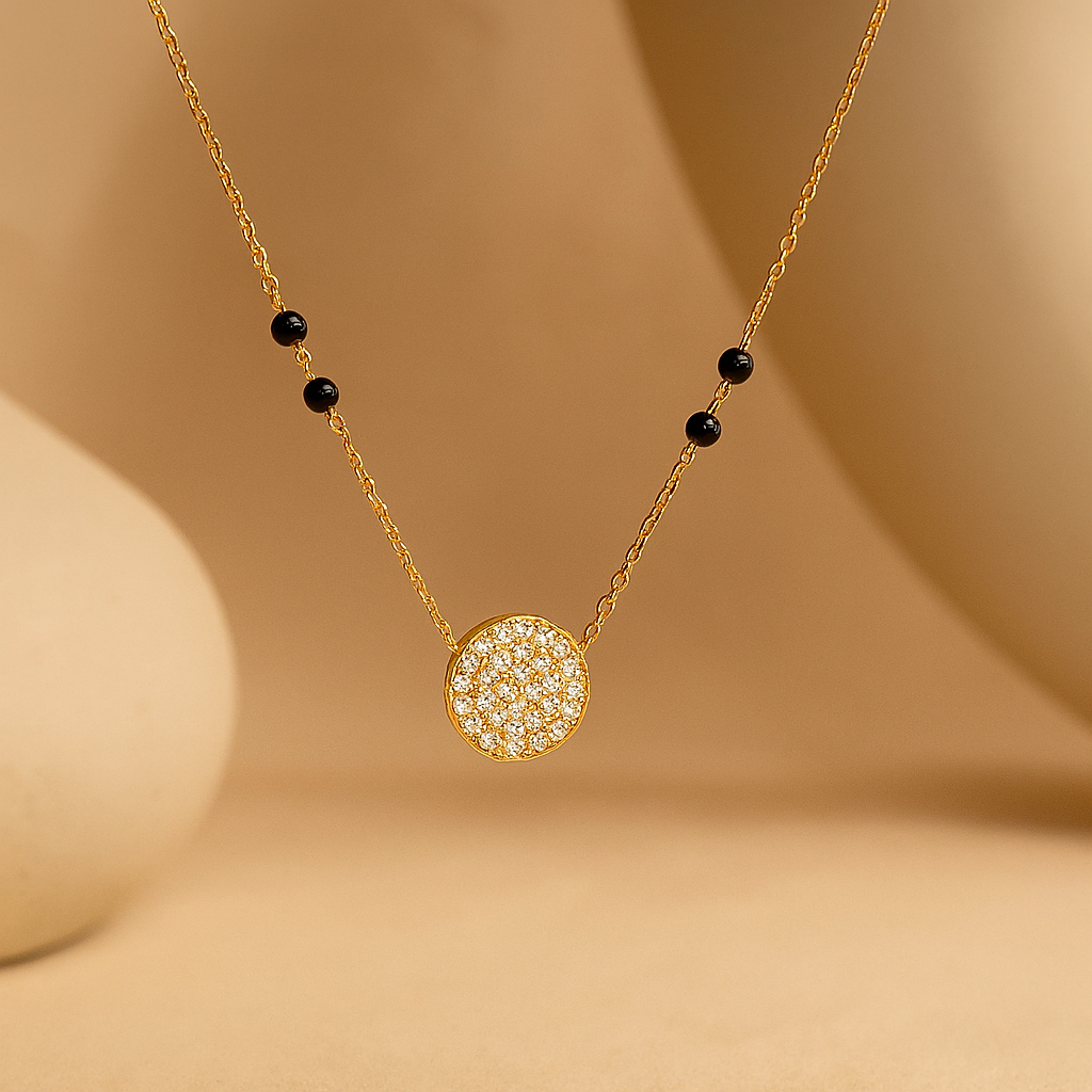 Diamond Pave Mangalsutra-Gold Vermeil-Anushka Jain Jewellery