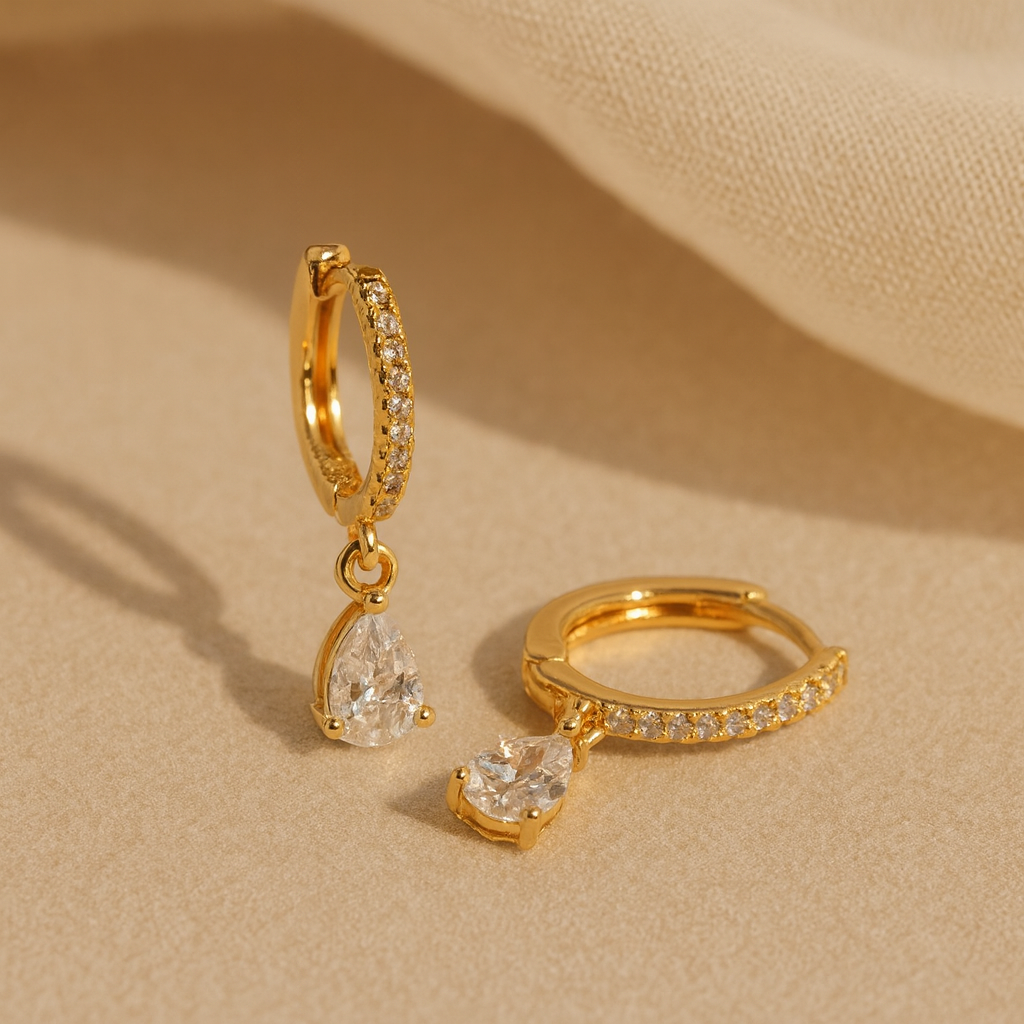 Diamond Pear Drop Huggie-Anushka Jain Jewellery