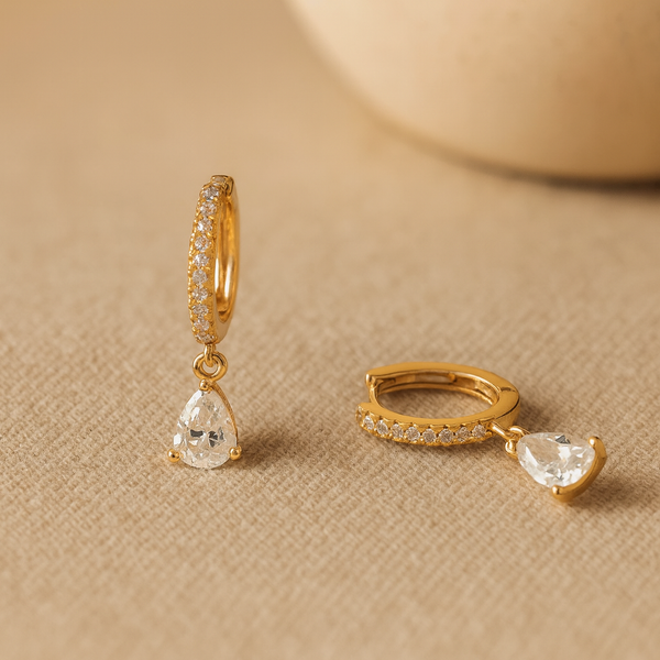 Diamond Pear Drop Huggie-Anushka Jain Jewellery