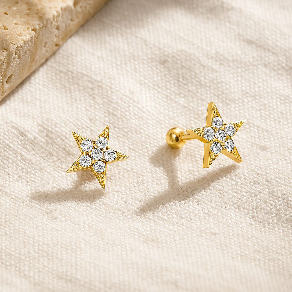 Diamond Star Studs-Studs-Anushka Jain Jewellery