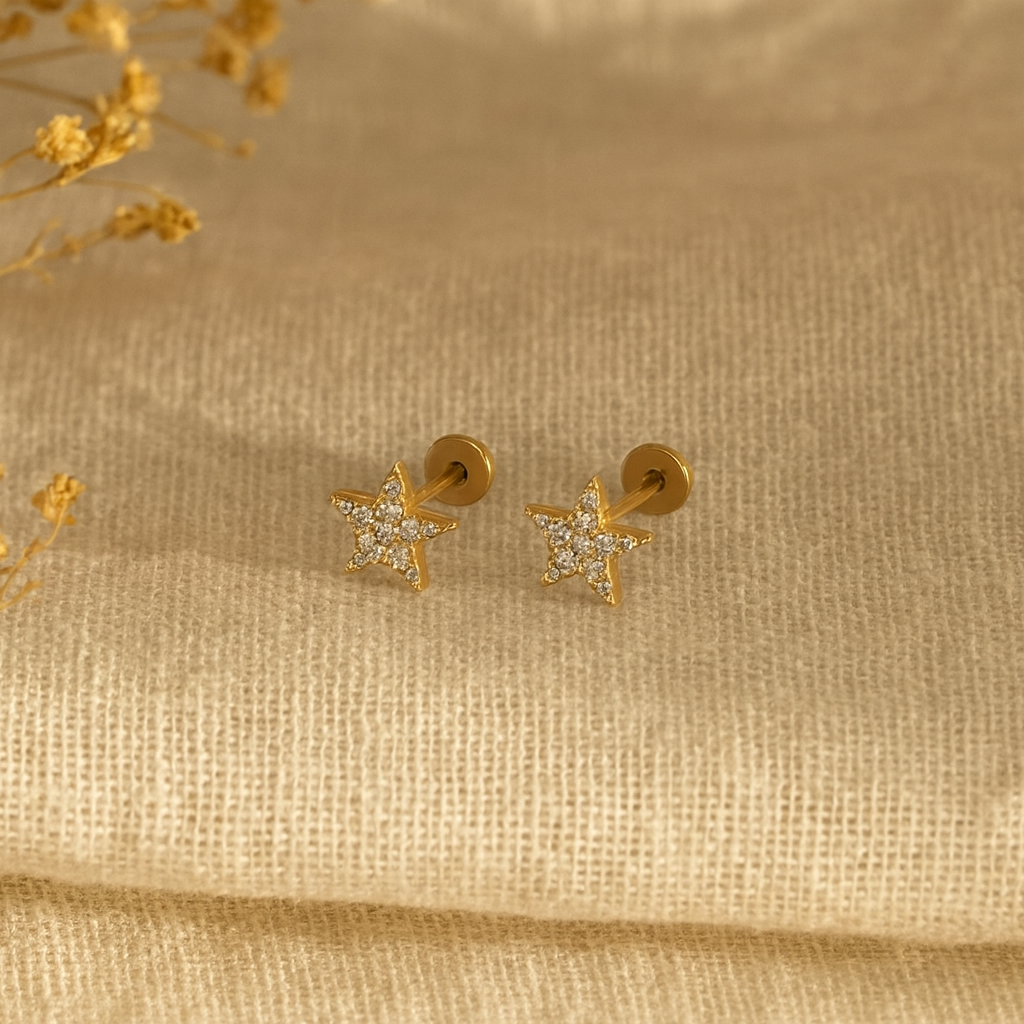 Diamond Star Studs-Studs-Anushka Jain Jewellery