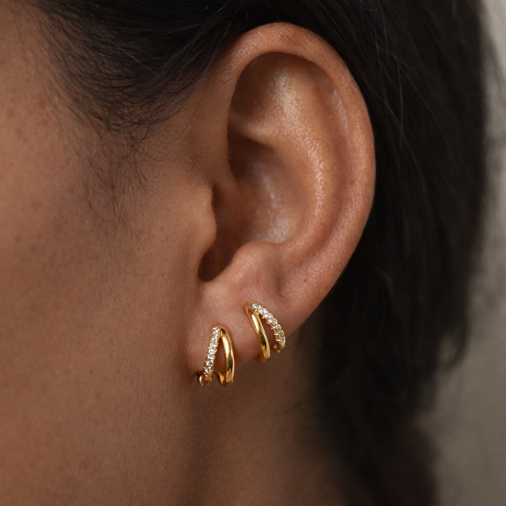 Double Line Diamond Huggie-Huggie-Anushka Jain Jewellery