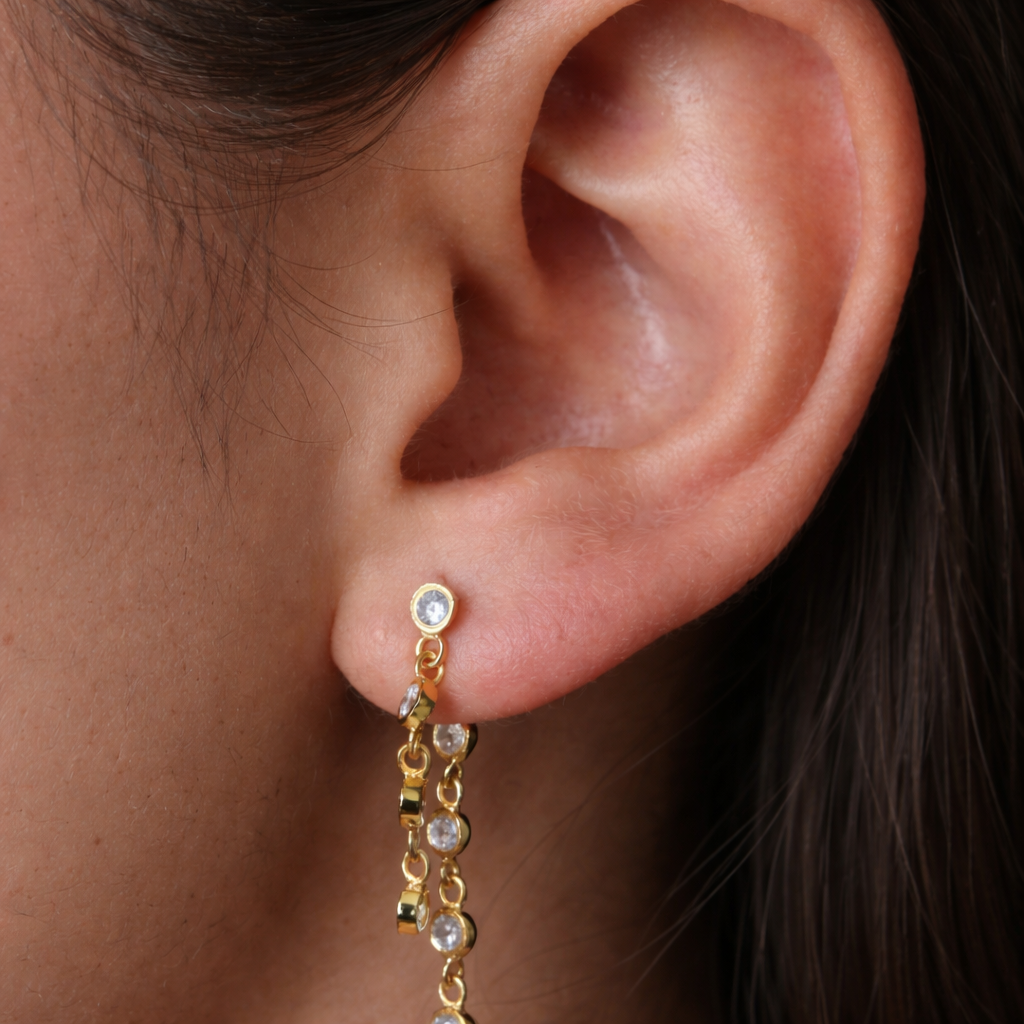 Double Loop Chain Earrings-Chains and Threaders-Anushka Jain Jewellery