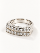 Double Row White CZ Band Ring