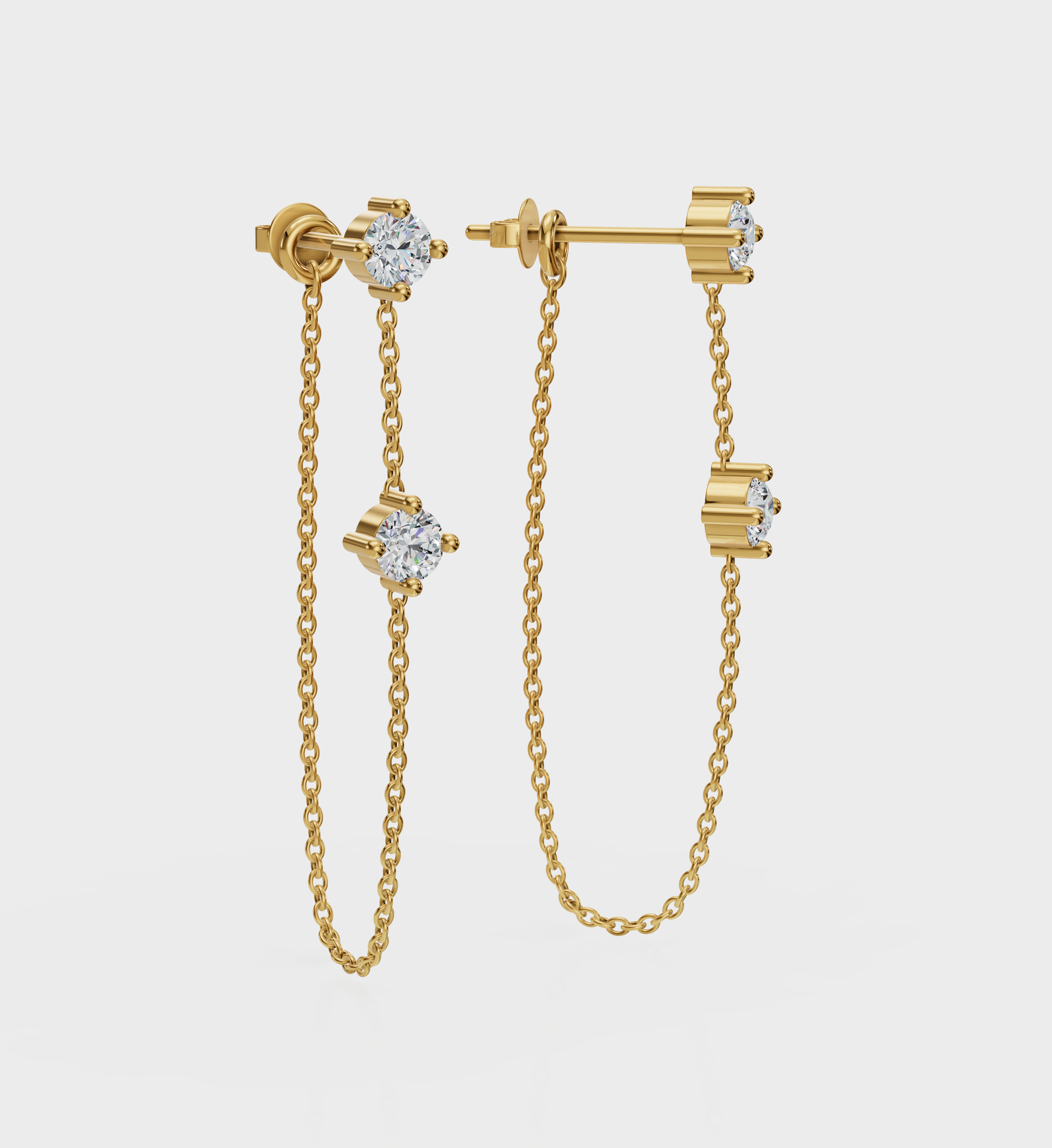 Double Stud Chain Earrings-Chains and Threaders-Anushka Jain Jewellery