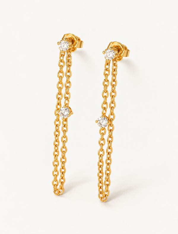 Double Stud Chain Earrings