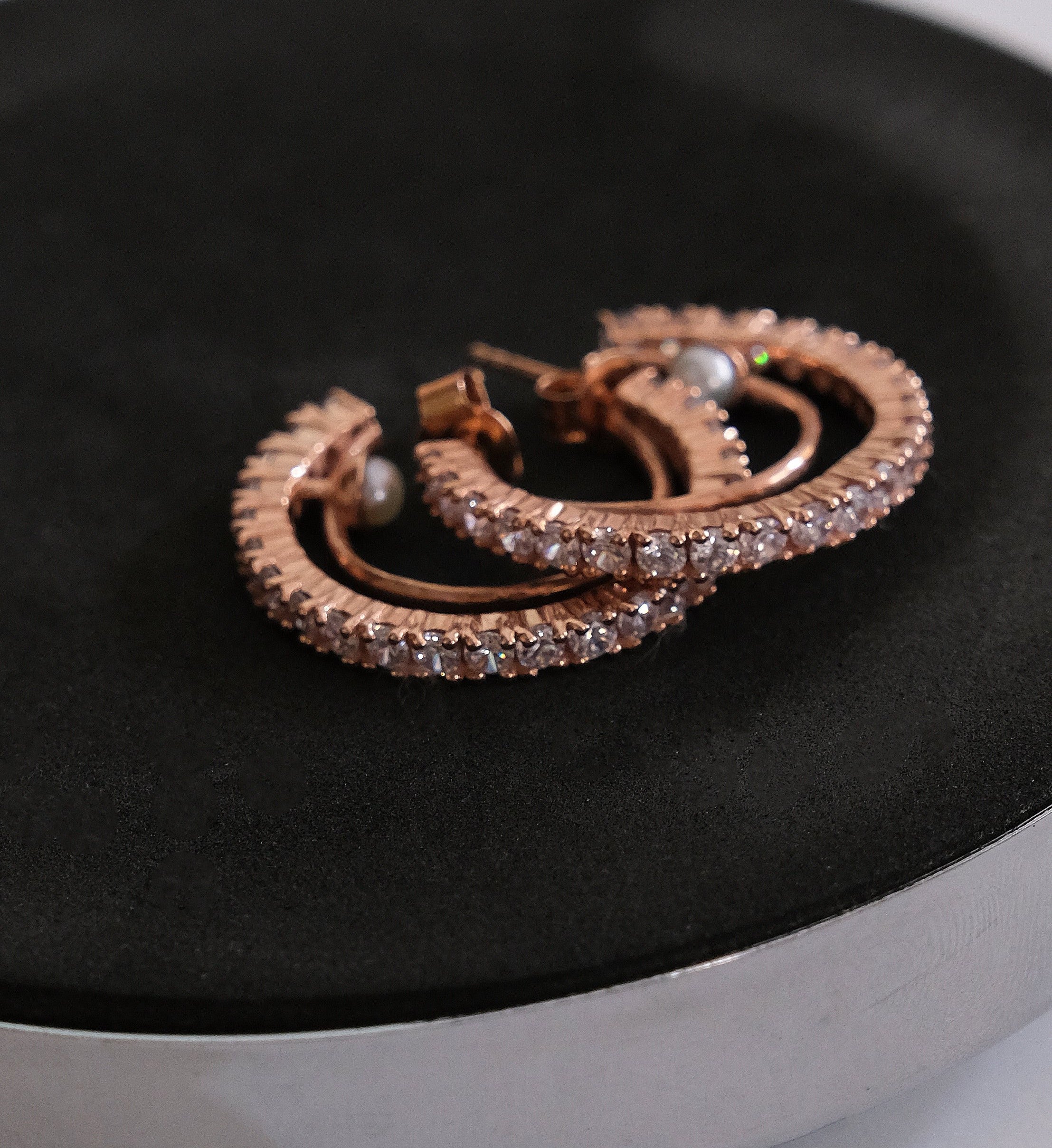 Barkha Singh in Shimmer Pearl Hoops