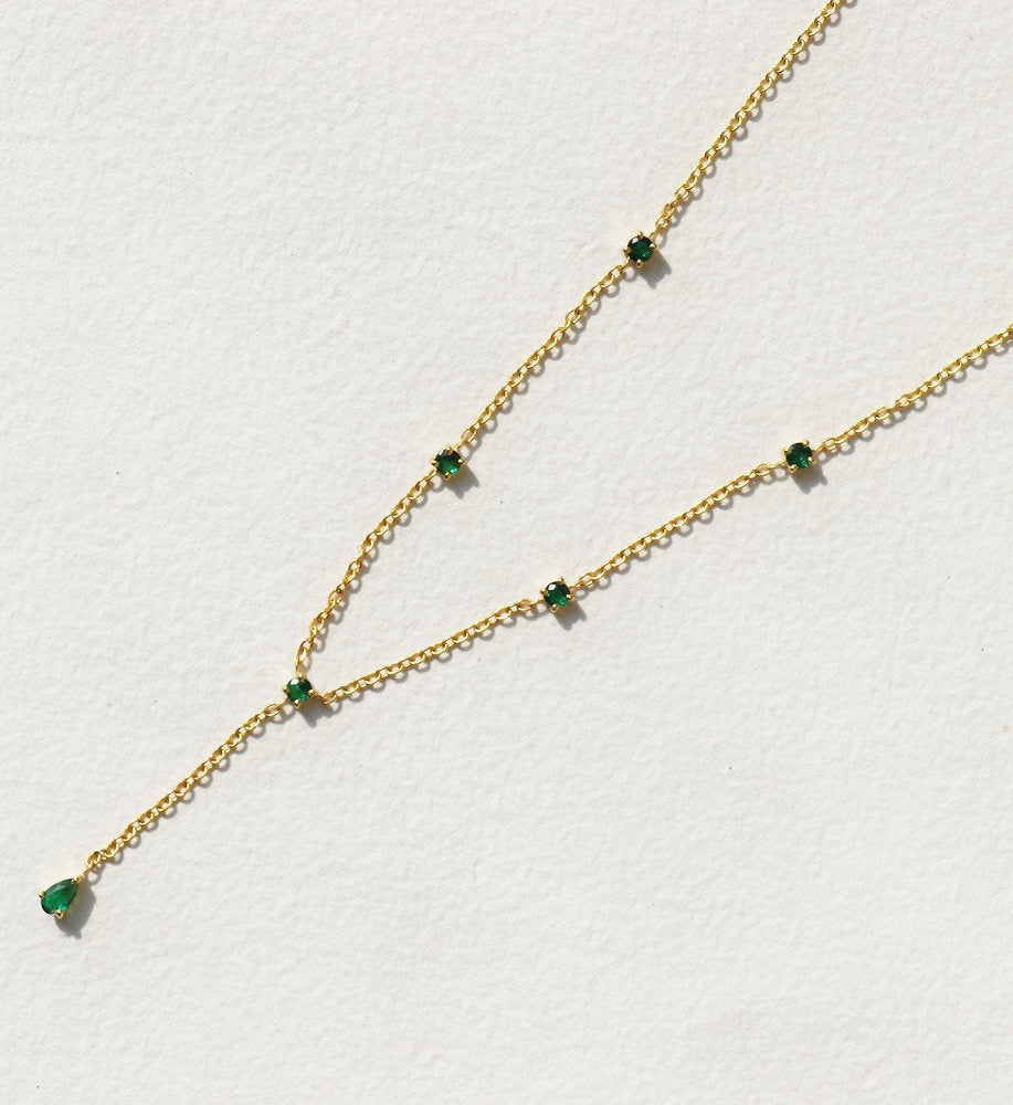 Ahsaas Channa In Emerald Lariat Necklace