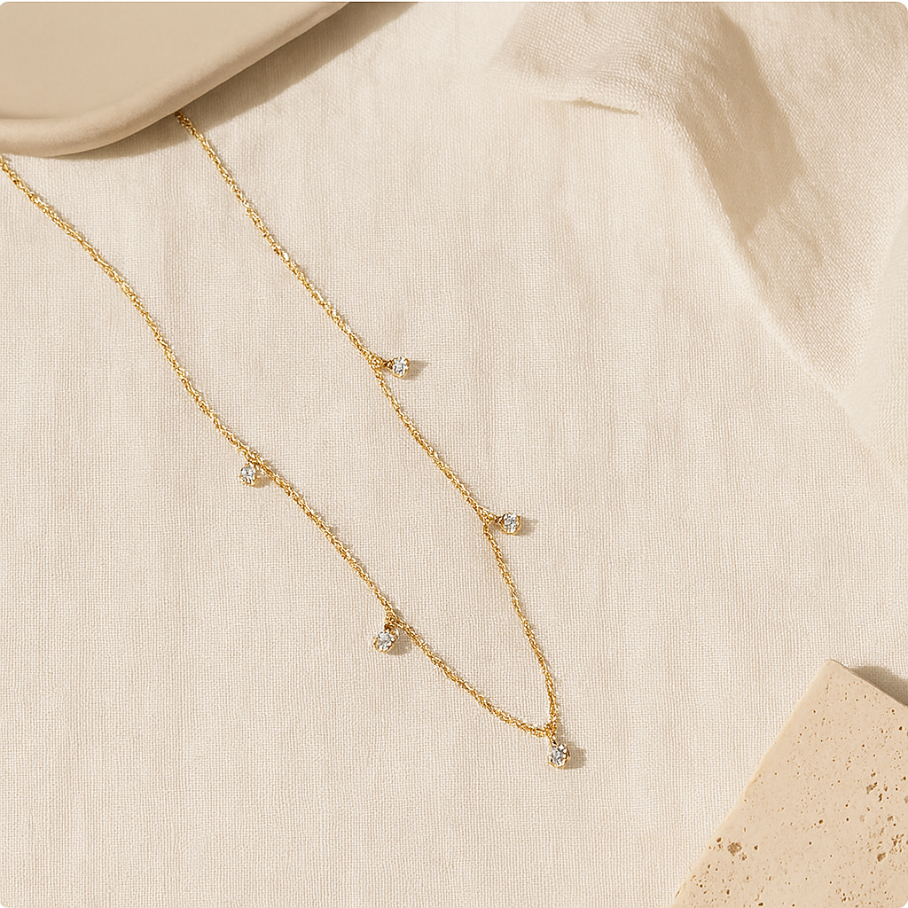 Drop Diamond Necklace-Pendants-Anushka Jain Jewellery