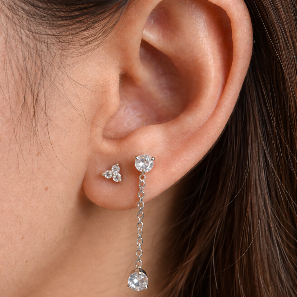 Duo Diamond Long Ear Chain-Anushka Jain Jewellery