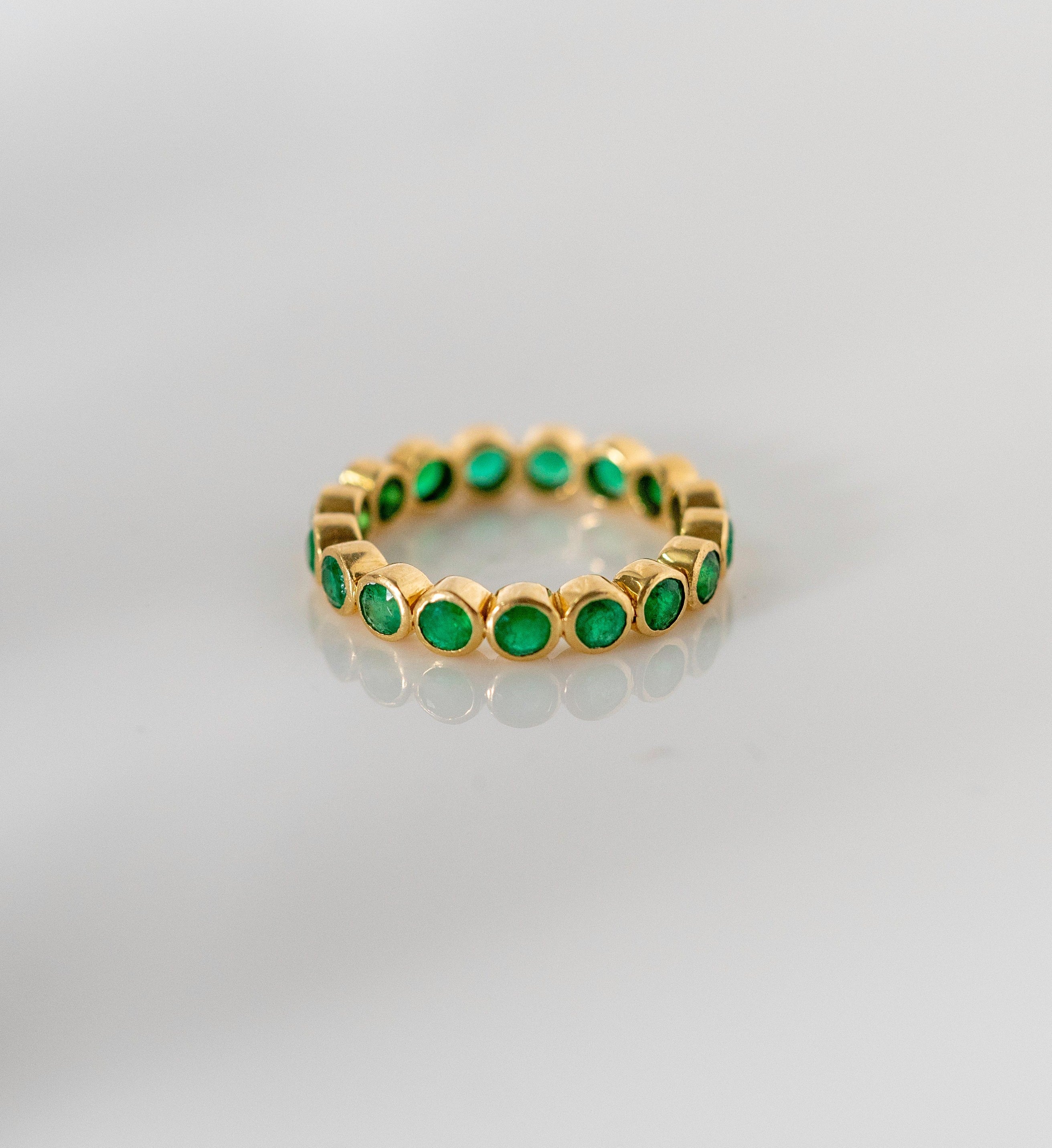 14k Emerald Bezel Eternity Ring
