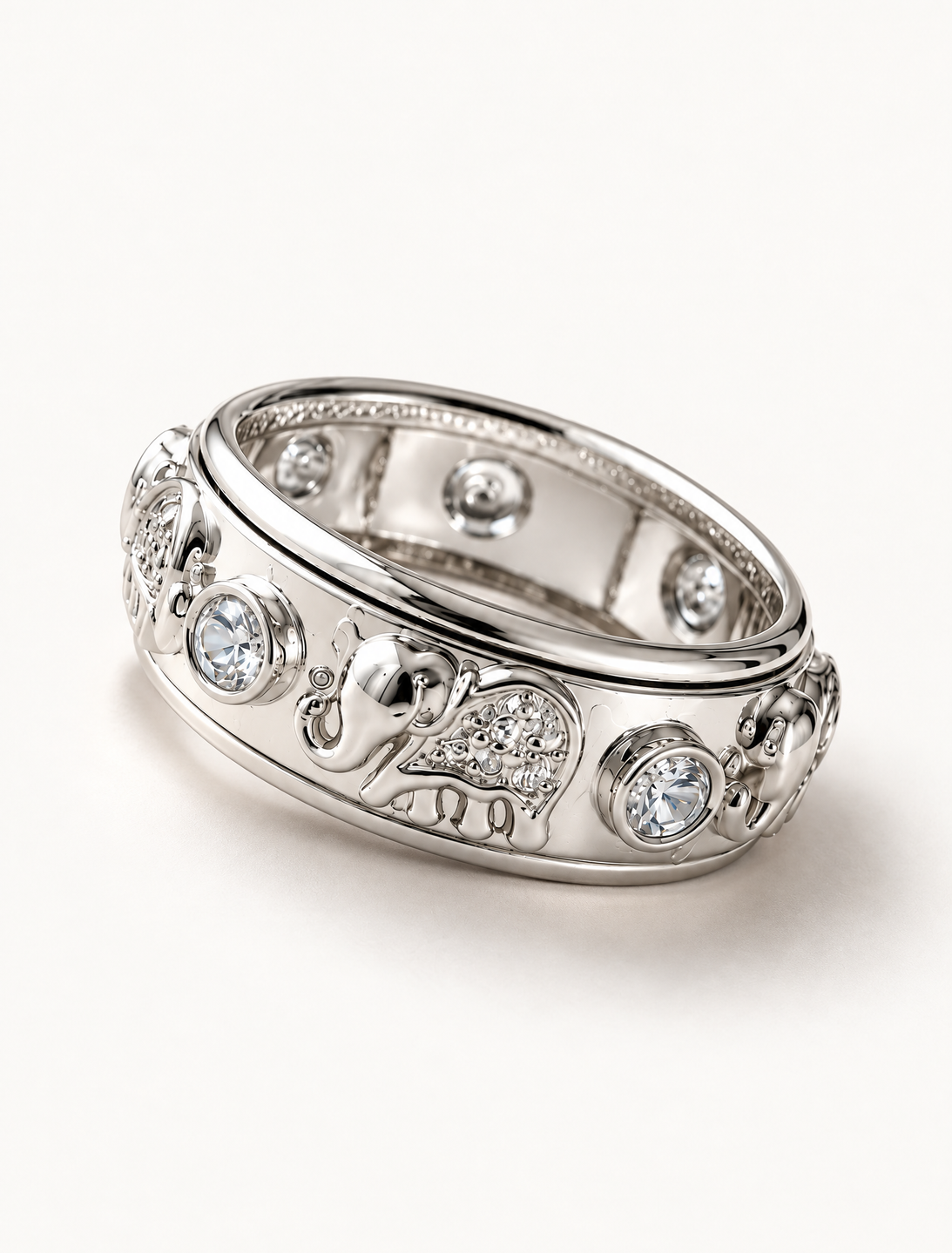 Elephant Charm Band Ring