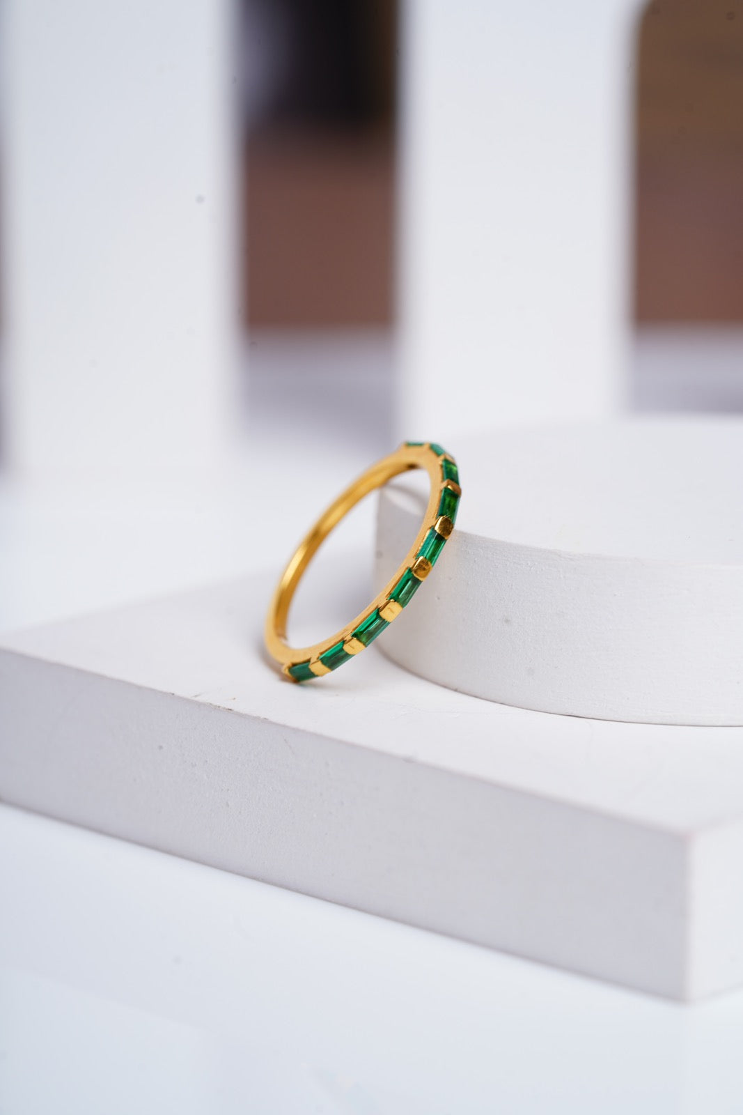 Emerald Baguette Bliss Ring-Rings-Anushka Jain Jewellery