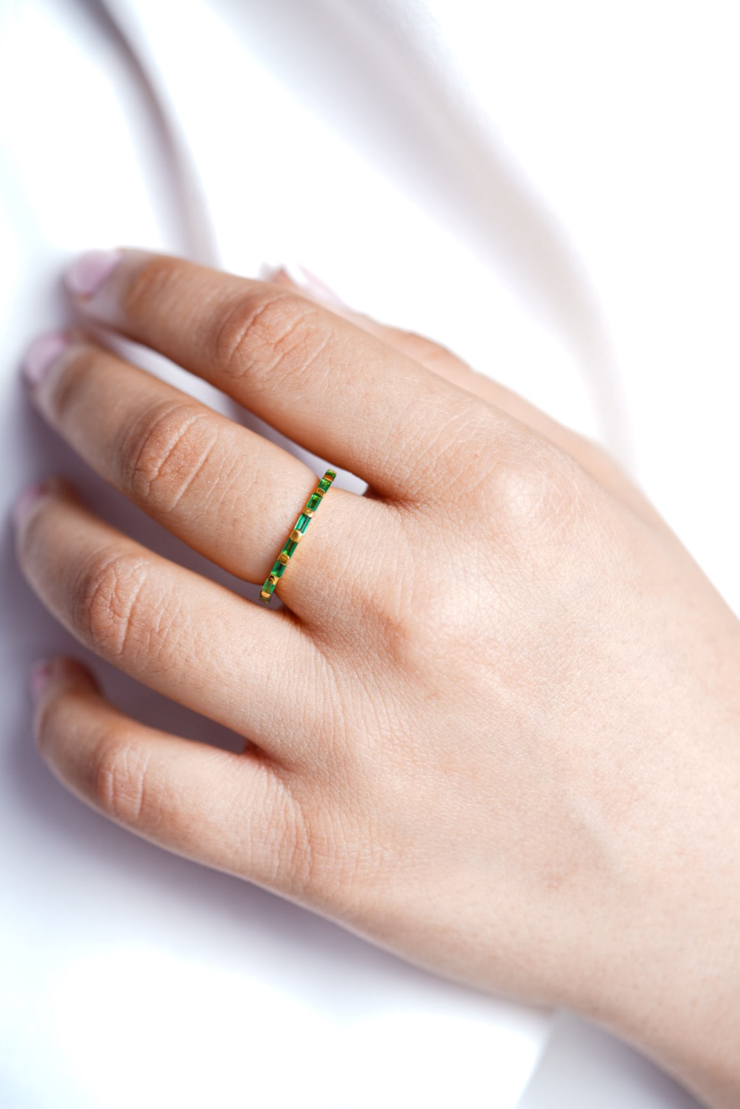 Emerald Baguette Bliss Ring-Rings-Anushka Jain Jewellery
