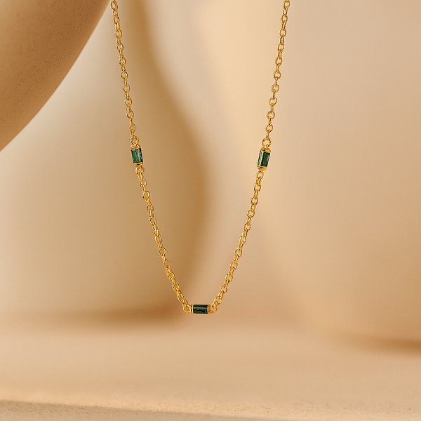 Emerald Baguette Necklace-Necklaces-Anushka Jain Jewellery