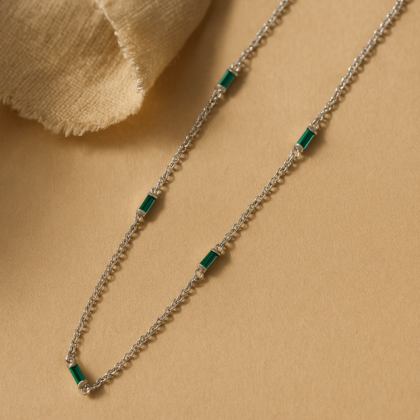 Emerald Baguette Necklace-Necklaces-Anushka Jain Jewellery