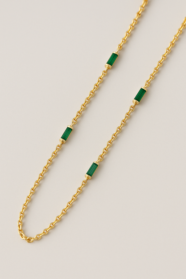 Emerald Baguette Necklace-Necklaces-Anushka Jain Jewellery