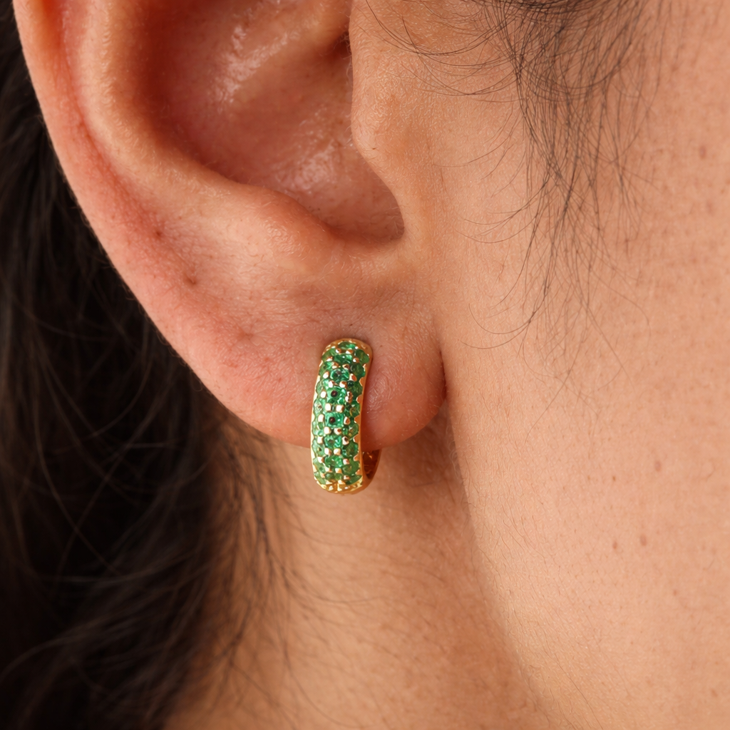 Emerald Bold Huggies-Huggie-Anushka Jain Jewellery